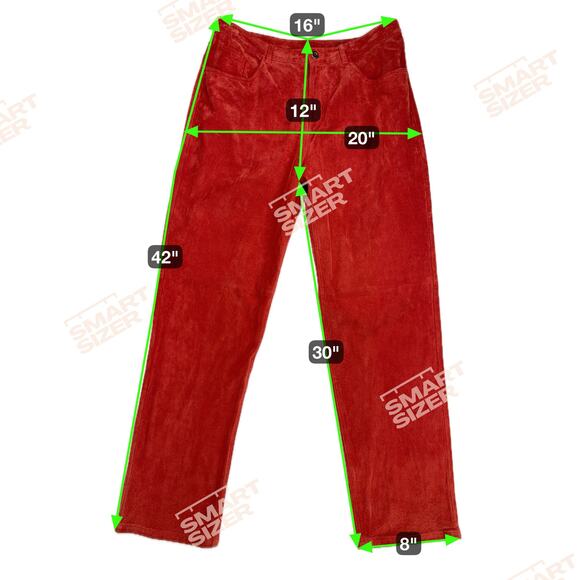 Chico's Design Suede Leather Pants Orange Straight Leg High Rise Size 12 (2.5) - Picture 3 of 12